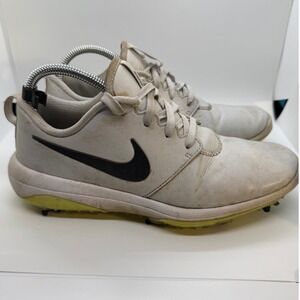 Nike Golf Shoes White Black Swoosh Spiked Leather Men Size 8 AR5580-002 Sneaker